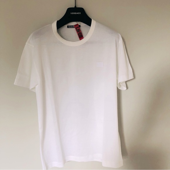 Acne Studios woman white Face-patch cotton jersey T-shirt - Picture 1 of 8